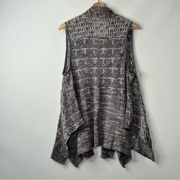 Anthropologie/Moth Open Front Waterfall Sweater Vest  Gray Draped - Picture 2 of 6